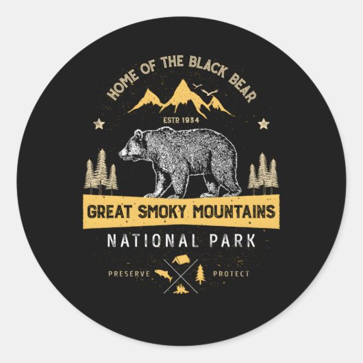 Nationaal Park Beer van de Grote Smoky Mountains Ronde Sticker (Voorkant)