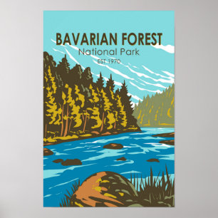 Nationaal Park Beierse Woud Duitsland Retro Poster