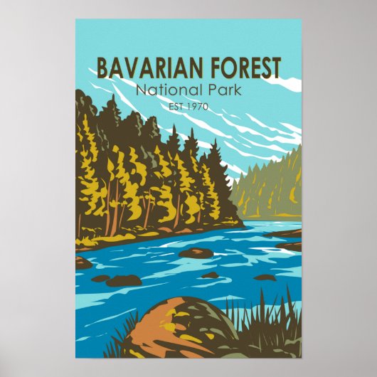 Nationaal Park Beierse Woud Duitsland Retro Poster (Voorkant)