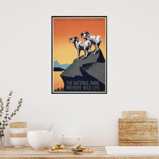  nationaal park bergen Sheep Travel poster (Keuken)