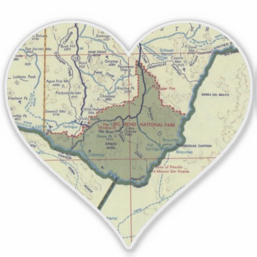 Nationaal park Big Bend 1955 Sticker (Voorkant)