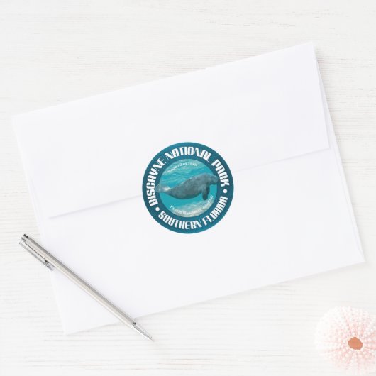 Nationaal Park Biscayne Ronde Sticker (Envelop)