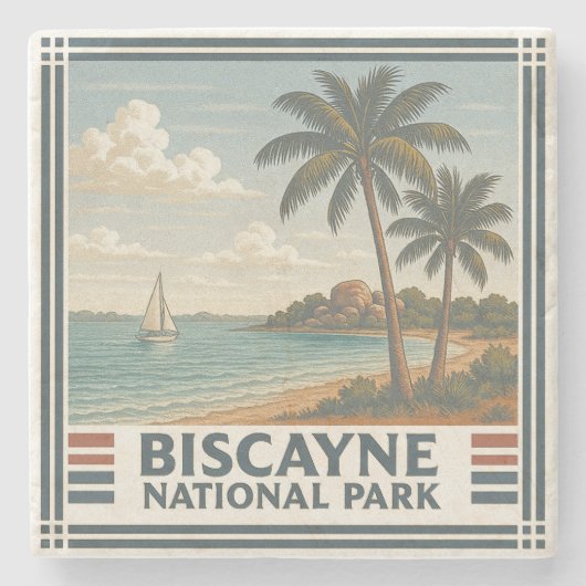 Nationaal Park Biscayne Stenen Onderzetter (Voorkant)