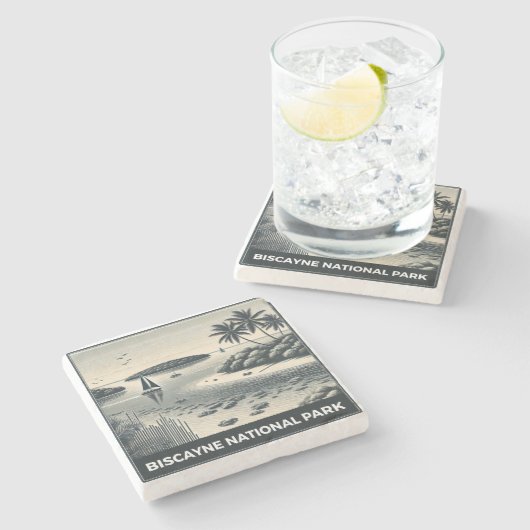 Nationaal Park Biscayne Stenen Onderzetter (Zijkant)