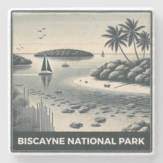 Nationaal Park Biscayne Stenen Onderzetter (Voorkant)