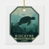 Nationaal park Biscayne Turtle Retro Emblem Keramisch Ornament (Achterkant)