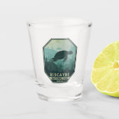 Nationaal park Biscayne Turtle Retro Emblem Shot Glas (Voorkant)