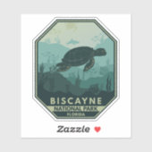 Nationaal park Biscayne Turtle Retro Emblem Sticker (Vel)