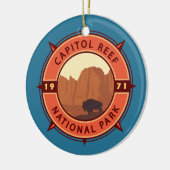 Nationaal Park Bison Retro Compass Keramisch Ornament (Links)