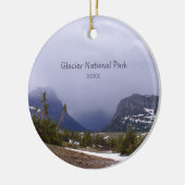 Nationaal Park Blauwe wolken en Alpenbomen Keramisch Ornament (Links)