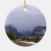 Nationaal Park Blauwe wolken en Alpenbomen Keramisch Ornament (Achterkant)