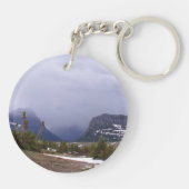 Nationaal Park Blauwe wolken en Alpenbomen Sleutelhanger (Achterkant)