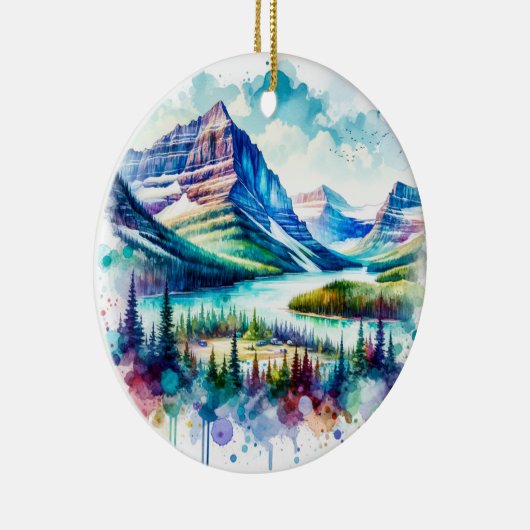 Nationaal park Bright Waterverf Glacier Keramisch Ornament (Rechts)