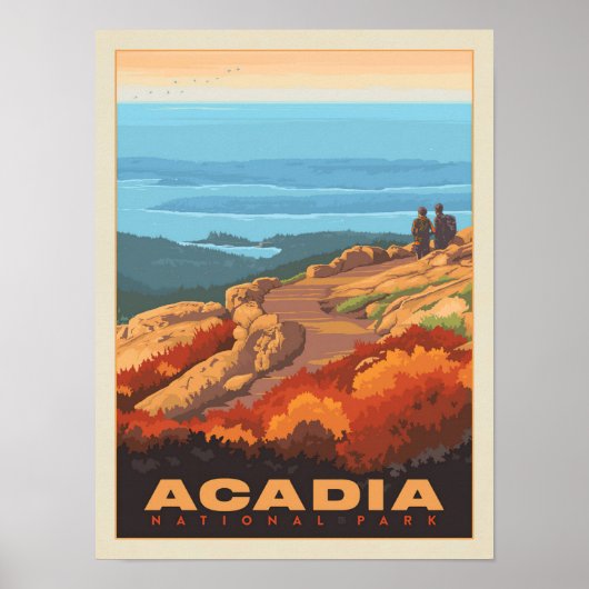 Nationaal park Cadillac Mountain Acadia, minimalis Poster (Voorkant)