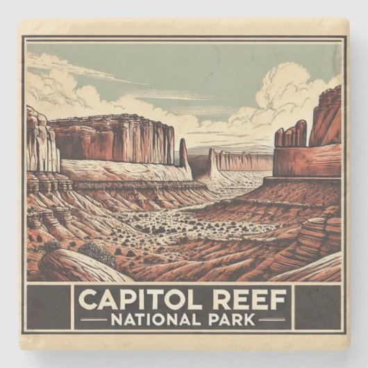 Nationaal park Capitol Reef Stenen Onderzetter (Voorkant)