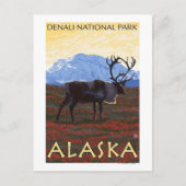 Nationaal Park Cariou Scene - Denali, Alaska Briefkaart (Voorkant)