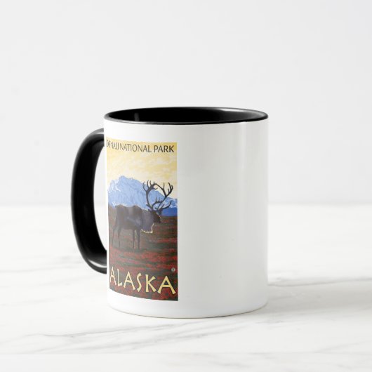 Nationaal Park Cariou Scene - Denali, Alaska Mok (Voorkant links)
