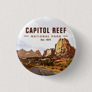 Nationaal Park Cathedraal vallei van Capitol Reef Ronde Button 3,2 Cm