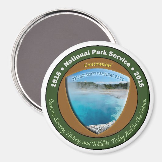 Nationaal Park Centennial Magnet Yellowstone 3 In (Voorkant / Achterkant)
