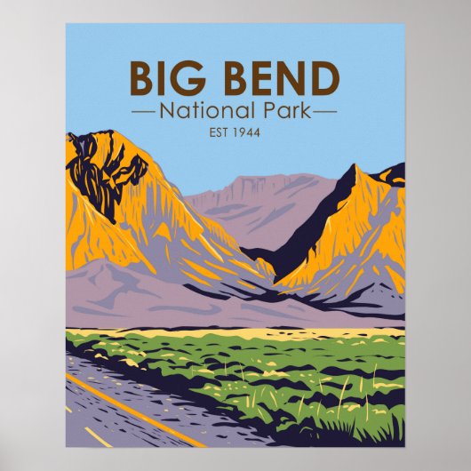 Nationaal park Chisos Mountains Vintage Big Bend Poster (Voorkant)