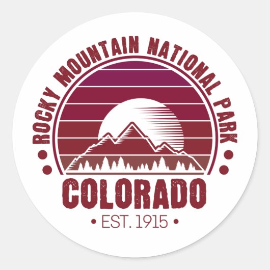 Nationaal Park Colorado Retro Ronde Sticker (Voorkant)