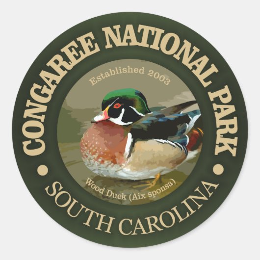 Nationaal park Congaree (Wood Duck) Ronde Sticker (Voorkant)