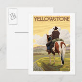 Nationaal park Cowboy & Horse - Yellowstone Briefkaart (Voorkant / Achterkant)