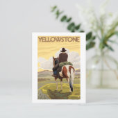 Nationaal park Cowboy & Horse - Yellowstone Briefkaart (Staand voorkant)