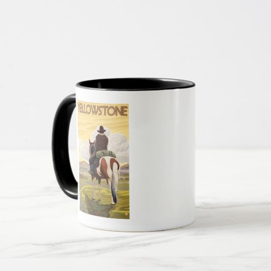 Nationaal park Cowboy & Horse - Yellowstone Mok (Voorkant links)