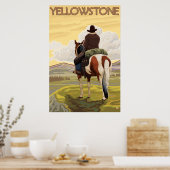Nationaal park Cowboy & Horse - Yellowstone Poster (Keuken)