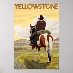Nationaal park Cowboy & Horse - Yellowstone Poster
