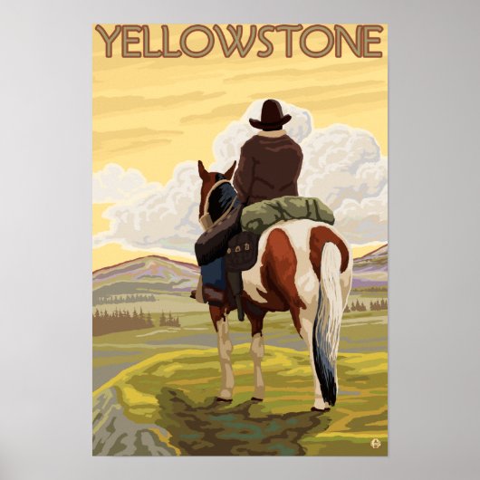 Nationaal park Cowboy & Horse - Yellowstone Poster (Voorkant)