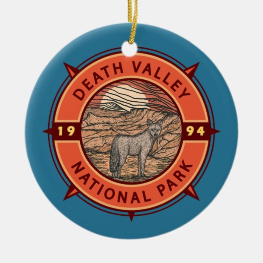 Nationaal park Coyote Retro Compass Death Valley Keramisch Ornament (Voorkant)