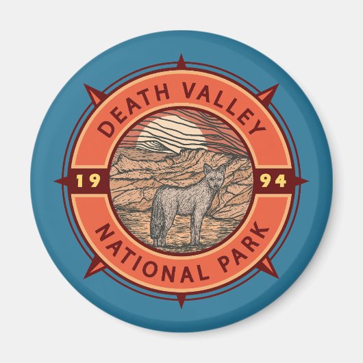 Nationaal park Coyote Retro Compass Death Valley Magneet (Voorkant)