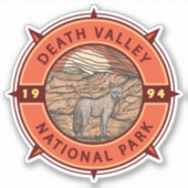 Nationaal park Coyote Retro Compass Death Valley Sticker (Voorkant)
