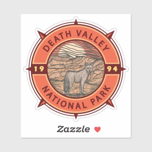 Nationaal park Coyote Retro Compass Death Valley Sticker (Vel)