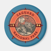 Nationaal Park Coyote Retro Compass Embleem Magneet (Voorkant)