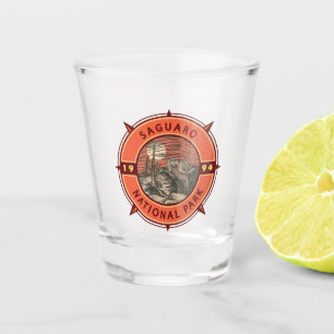 Nationaal Park Coyote Retro Compass Embleem Shot Glas