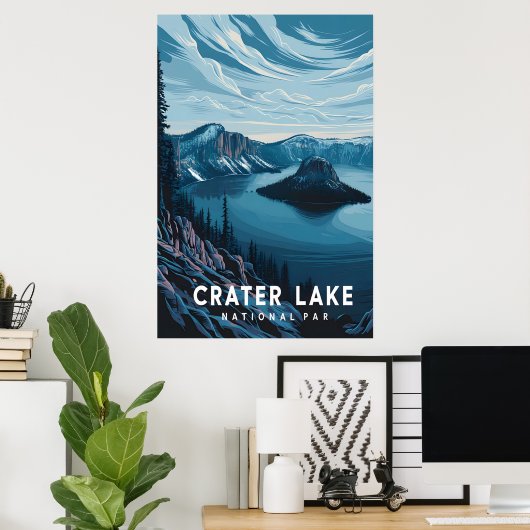 Nationaal park Crater Lake: een blauwe oase Poster (Thuiskantoor)