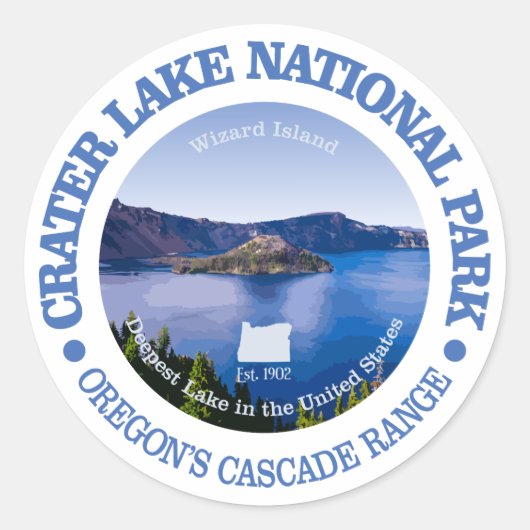 Nationaal park Crater Lake Ronde Sticker (Voorkant)