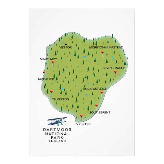 Nationaal park Dartmoor Engeland Kaart Foto Afdruk (Voorkant)