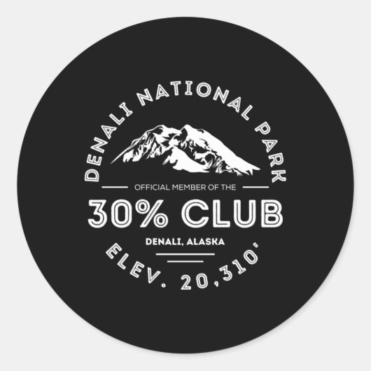 Nationaal park Denali 30 Club Alaska Ronde Sticker (Voorkant)