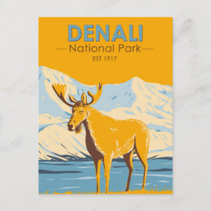 Nationaal park Denali Alaska Moose Vintage Briefkaart