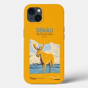 Nationaal park Denali Alaska Moose Vintage iPhone 13 Hoesje