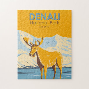 Nationaal park Denali Alaska Moose Vintage Legpuzzel