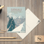 Nationaal park Denali Alaska Mount Hunter  Briefkaart<br><div class="desc">Denali-vectorkunstontwerp. Het park heeft het terrein van toendra,  sparrenbos en gletsjers,  het park is de plek waar wilde dieren leven,  waaronder grizzly beren,  wolven,  mozen,  caribou en Dall schapen.</div>