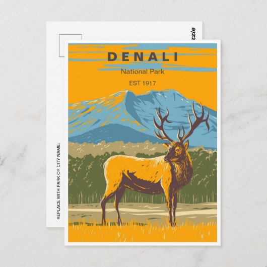 Nationaal Park Denali Alaska Mount Hunter Briefkaart (Voorkant / Achterkant)