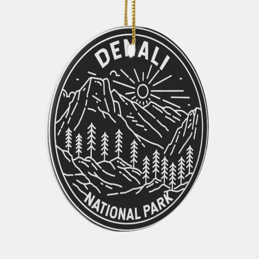 Nationaal park Denali Alaska Mount Hunter Monoline Keramisch Ornament (Rechts)
