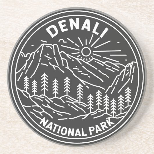 Nationaal park Denali Alaska Mount Hunter Monoline Zandsteen Onderzetter (Voorkant)