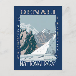 Nationaal park Denali Alaska Mount Huntington Retr Briefkaart